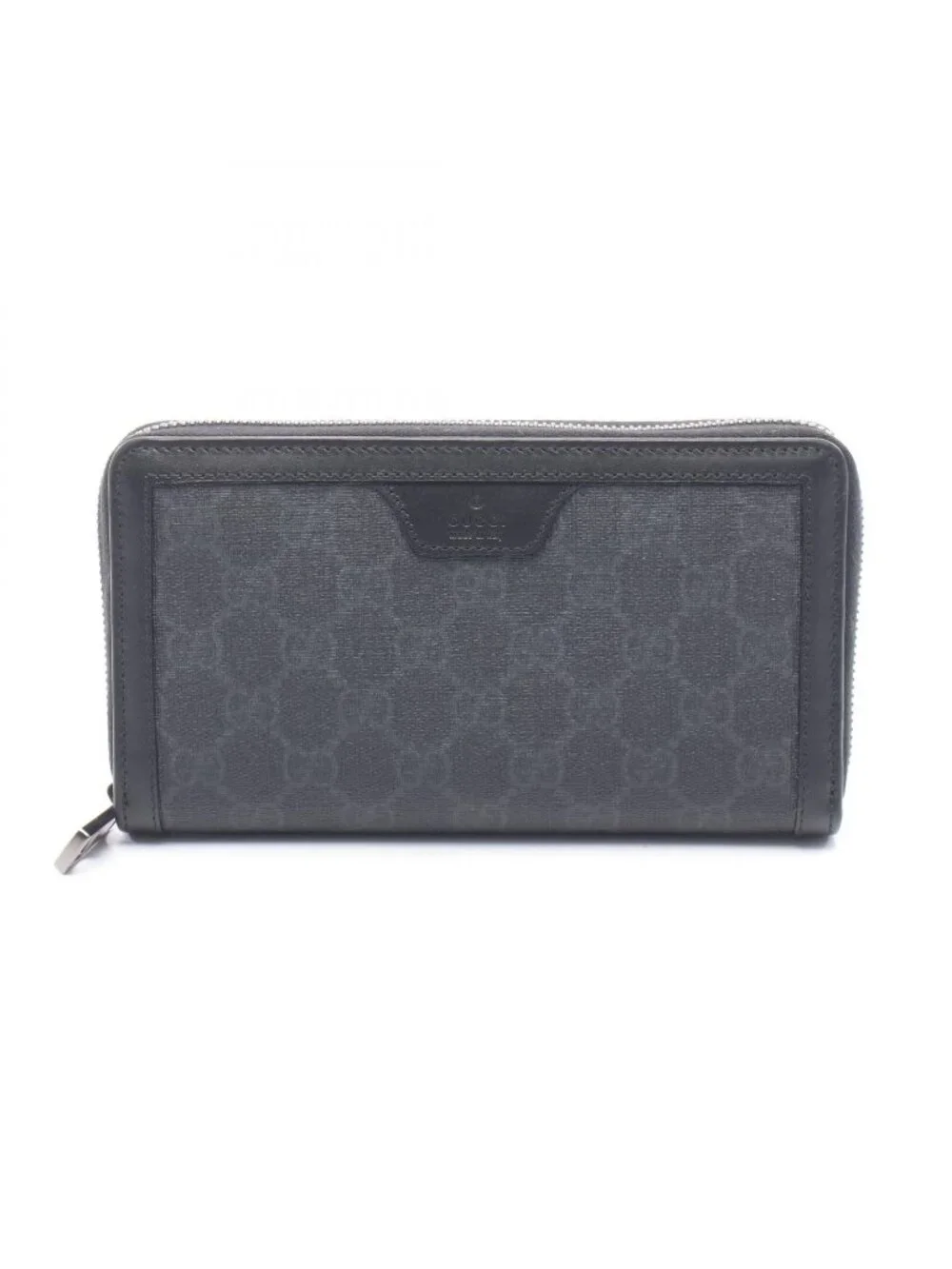 Gucci Round Wallet GG Supreme Black Leather